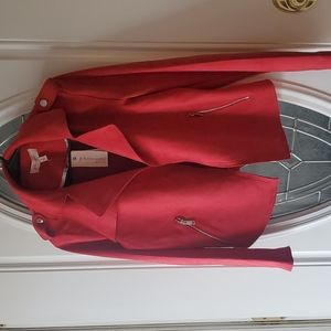 NWT Philosophy Red Faux Suede Moto Jacket size small
